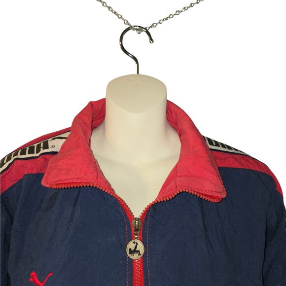 Vintage Puma Mens Medium Tracksuit Jacket Coat Nylon Soccer Spellout Patriotic. - Picture 3 of 15
